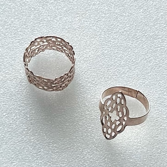 MIDI Rings ROSE Gold Tone FILIGREE Design Size 2 Set of TWO - Picture 1 of 9